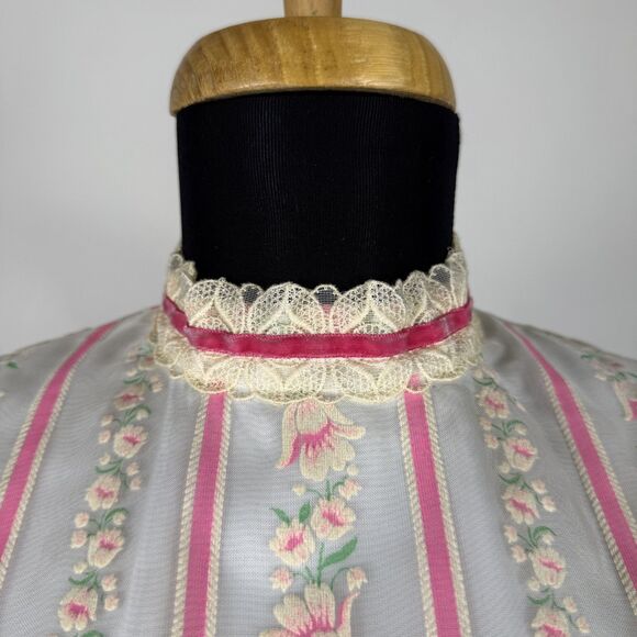 Vintage 1970s Lorrie Deb Floral Lace Victorian Prairie Dress, Gunne Sax Style - Picture 6 of 16